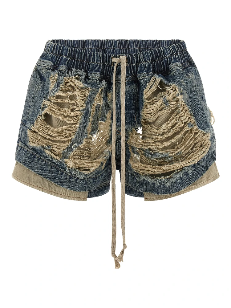 Blue Cotton Bermuda Shorts