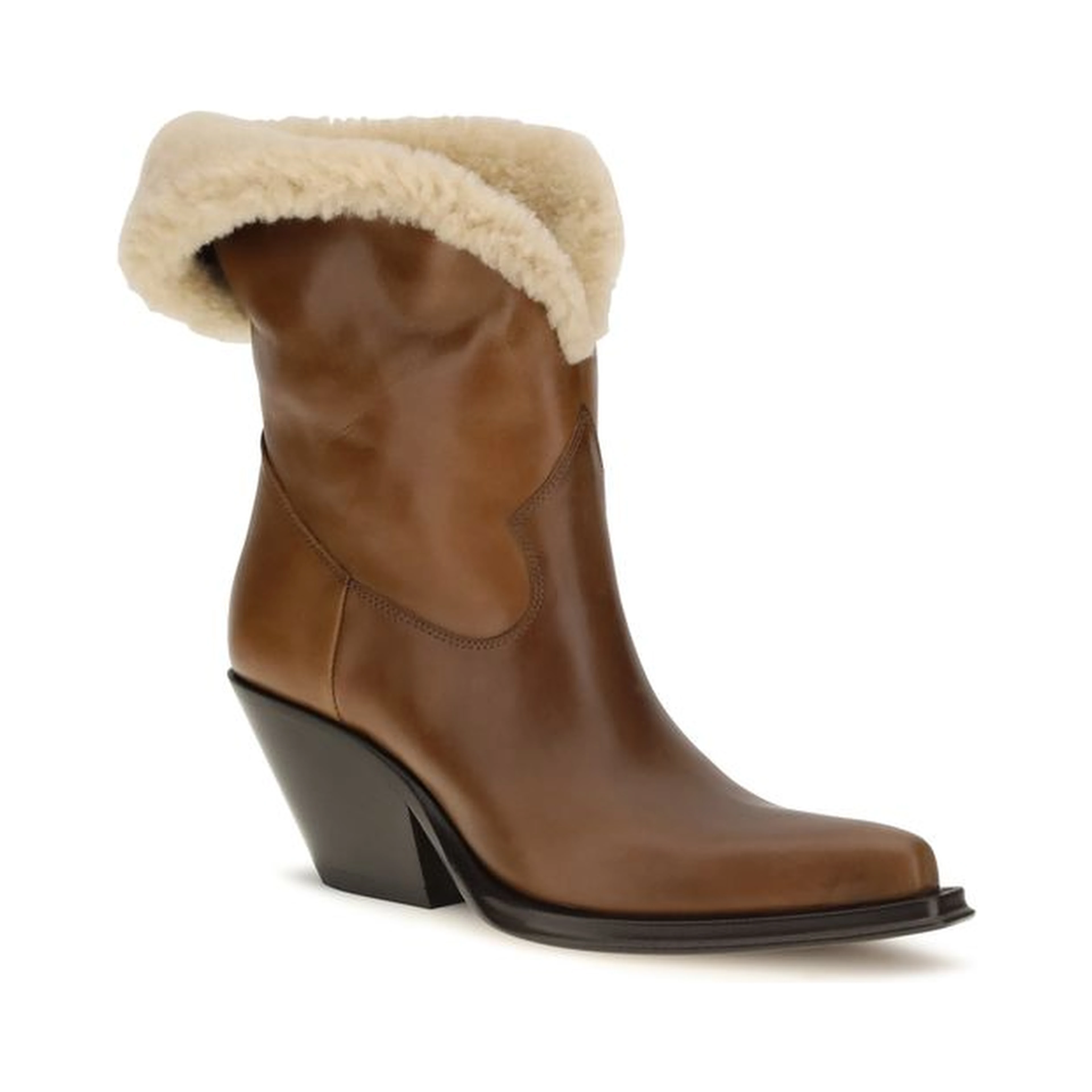 Brown Calf Leather Bos Taurus Ankle Boots