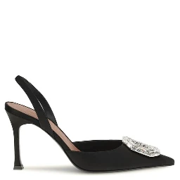 Black Satin High Heel Pumps