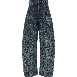 Blue Cotton High-Waisted Jean