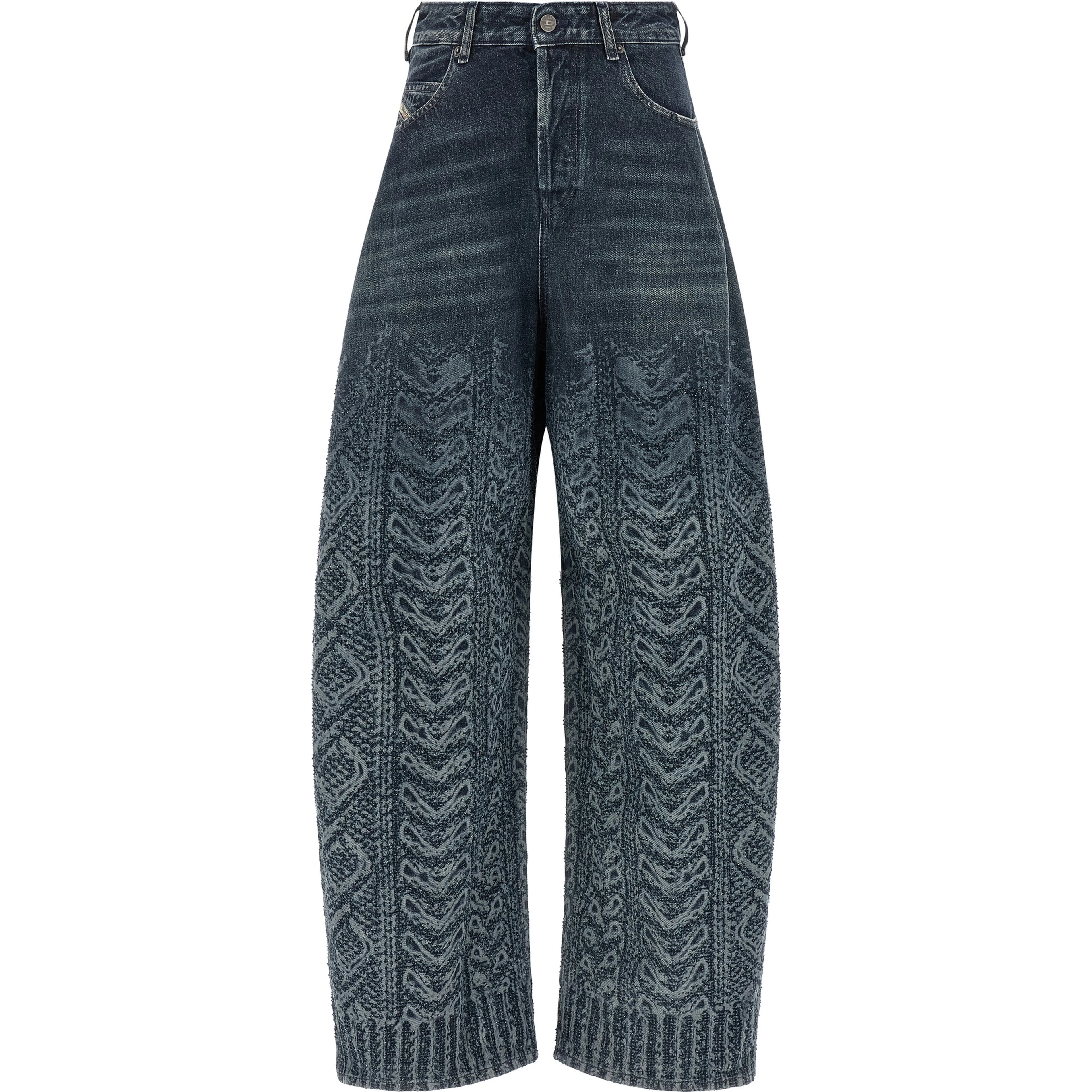 Blue Cotton High-Waisted Jean