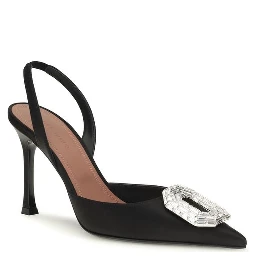 Black Satin High Heel Pumps