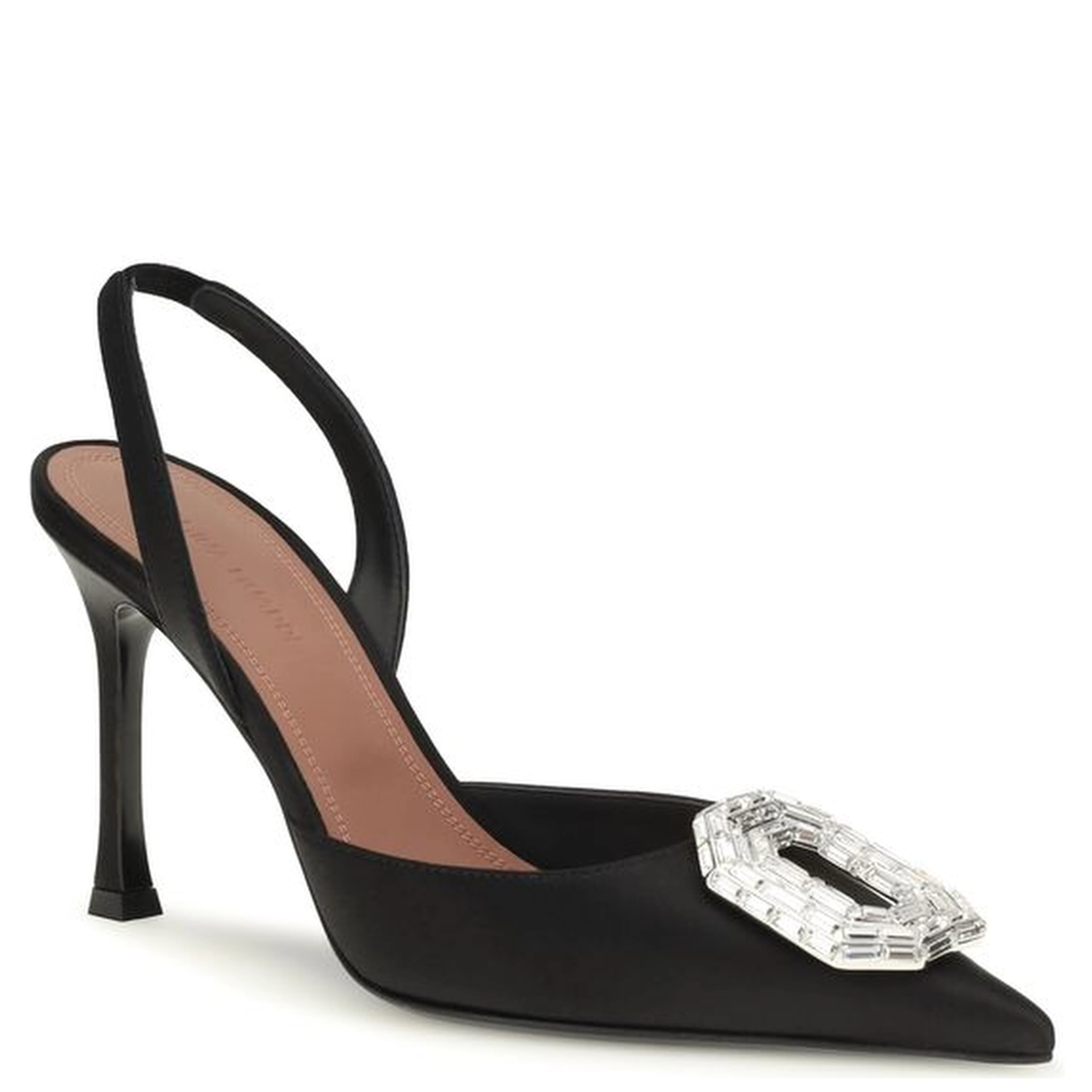 Black Satin High Heel Pumps