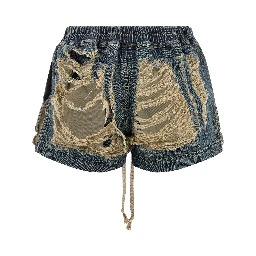 Blue Cotton Bermuda Shorts