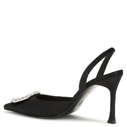 Black Satin High Heel Pumps