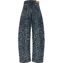 Blue Cotton High-Waisted Jean