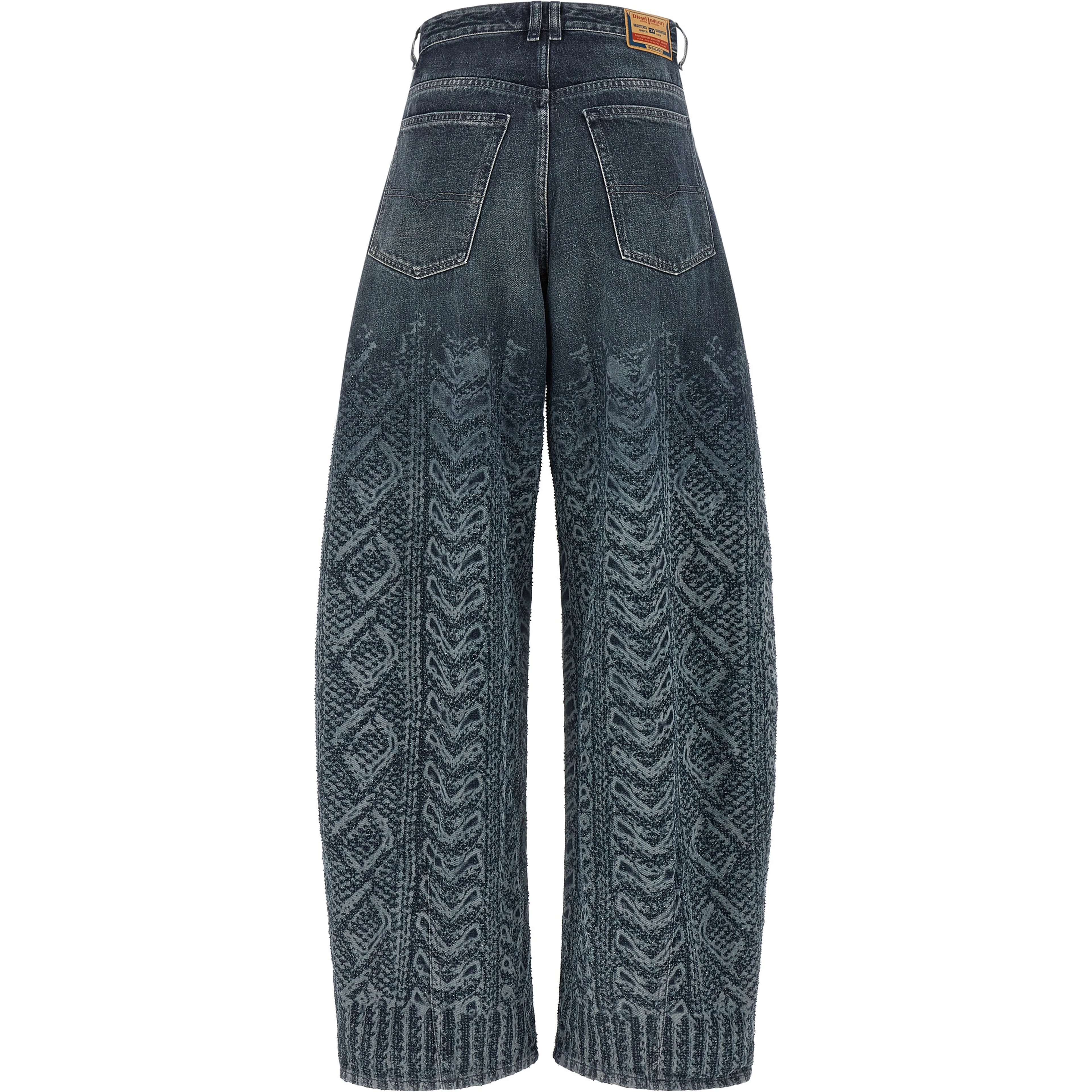 Blue Cotton High-Waisted Jean