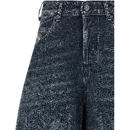 Blue Cotton High-Waisted Jean