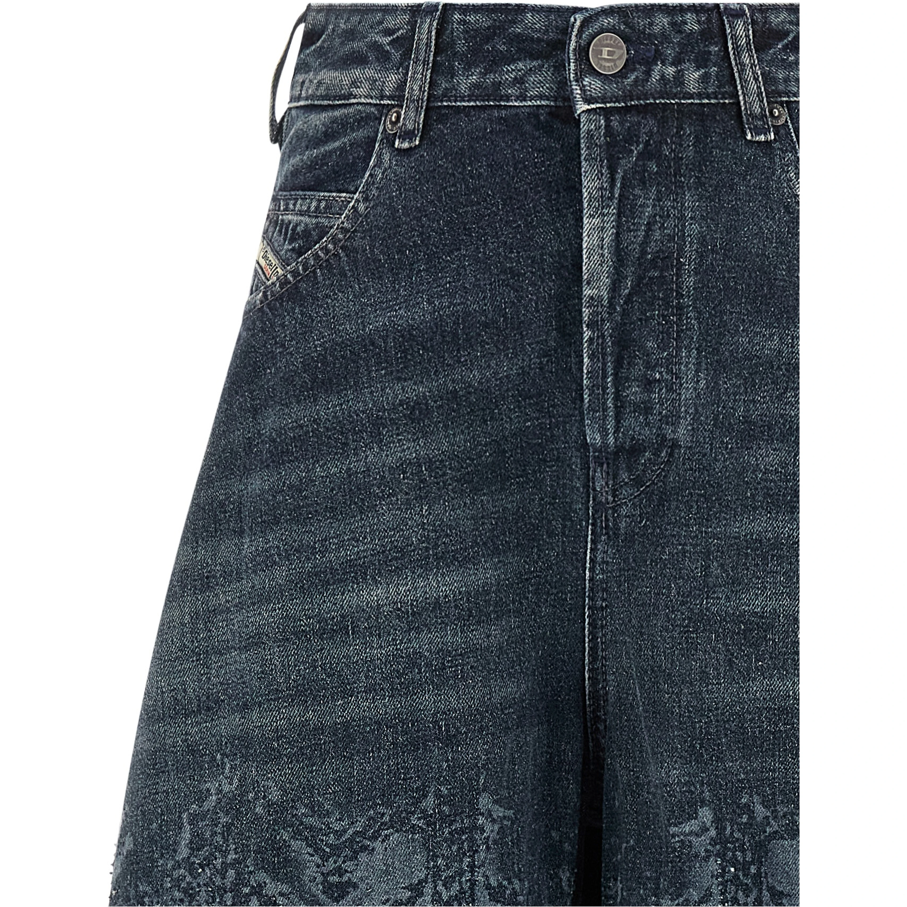 Blue Cotton High-Waisted Jean