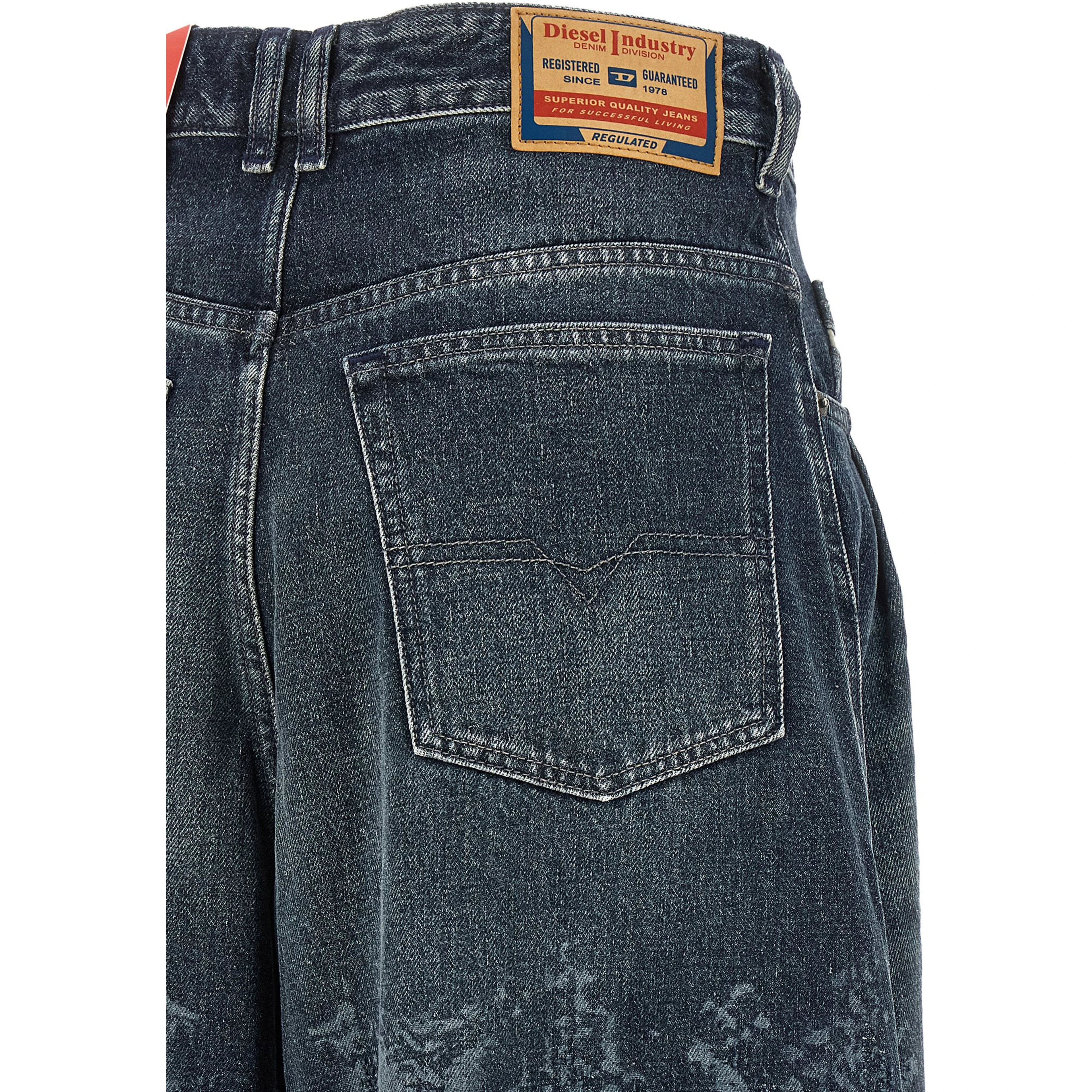 Blue Cotton High-Waisted Jean