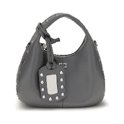 Gray Leather Shoulder Bag