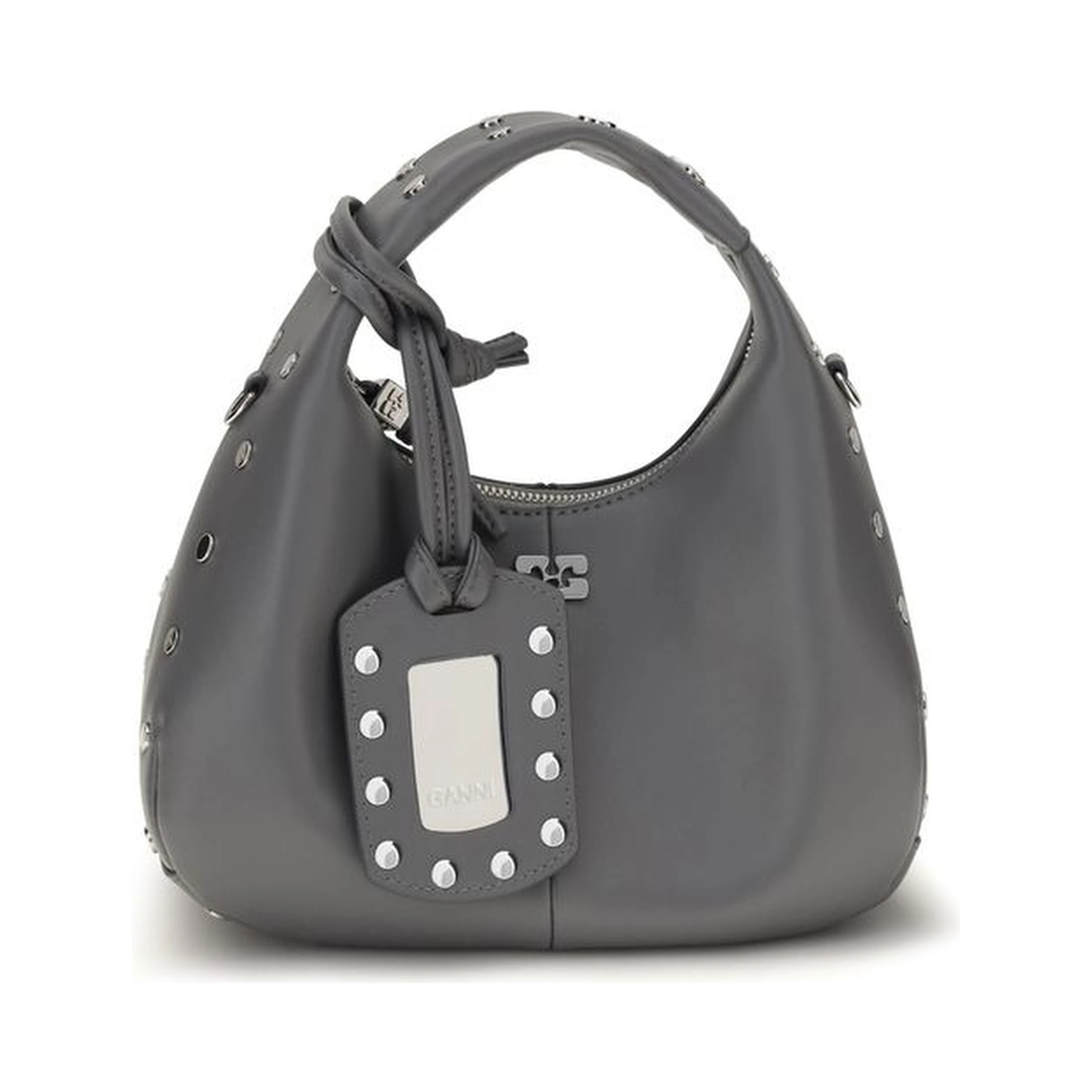 Gray Leather Shoulder Bag