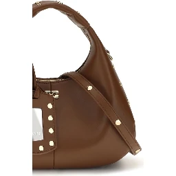 Brown Recycled Leather Shoulder Bag