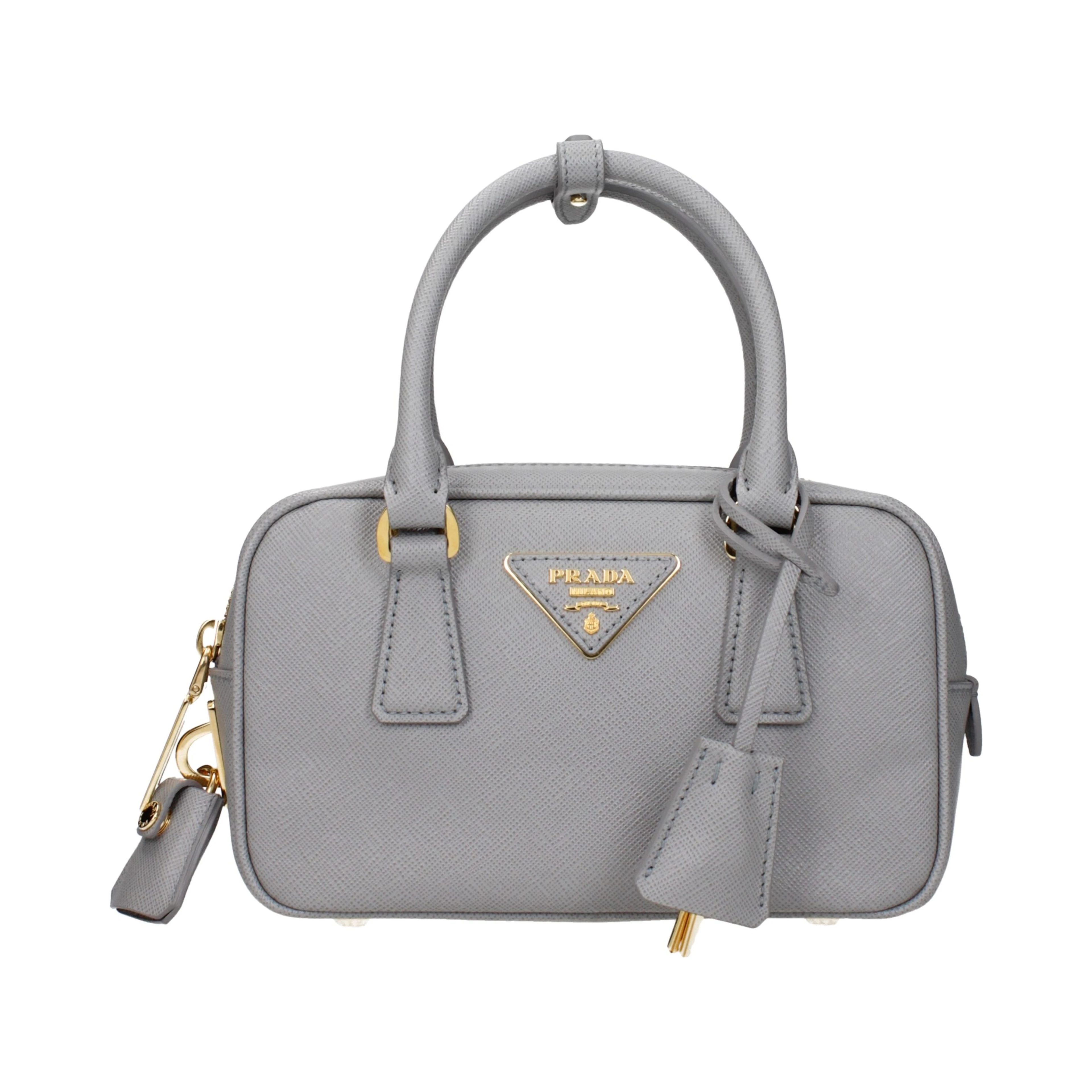 Gray Leather Handbag