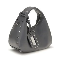 Gray Leather Shoulder Bag