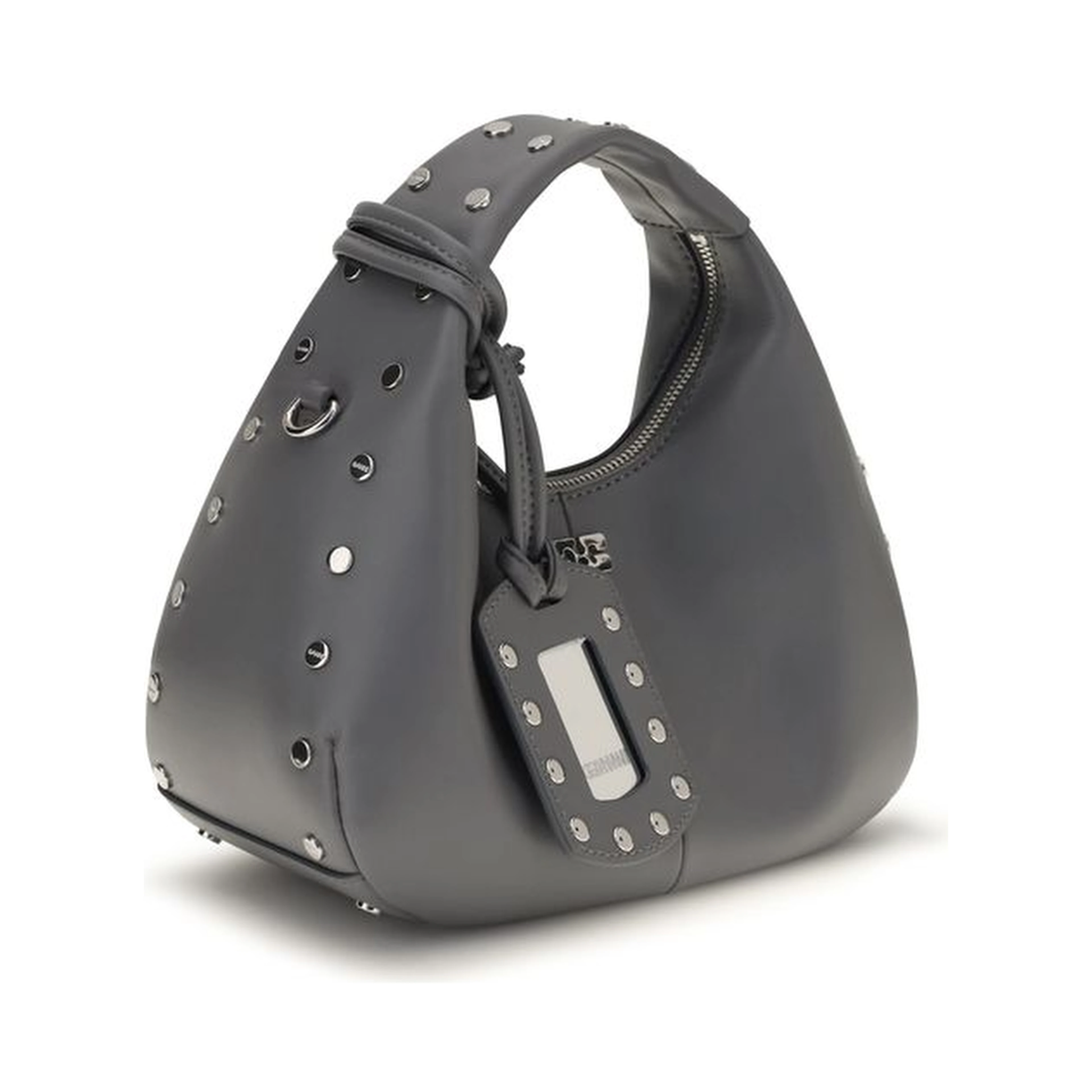 Gray Leather Shoulder Bag