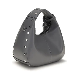 Gray Leather Shoulder Bag