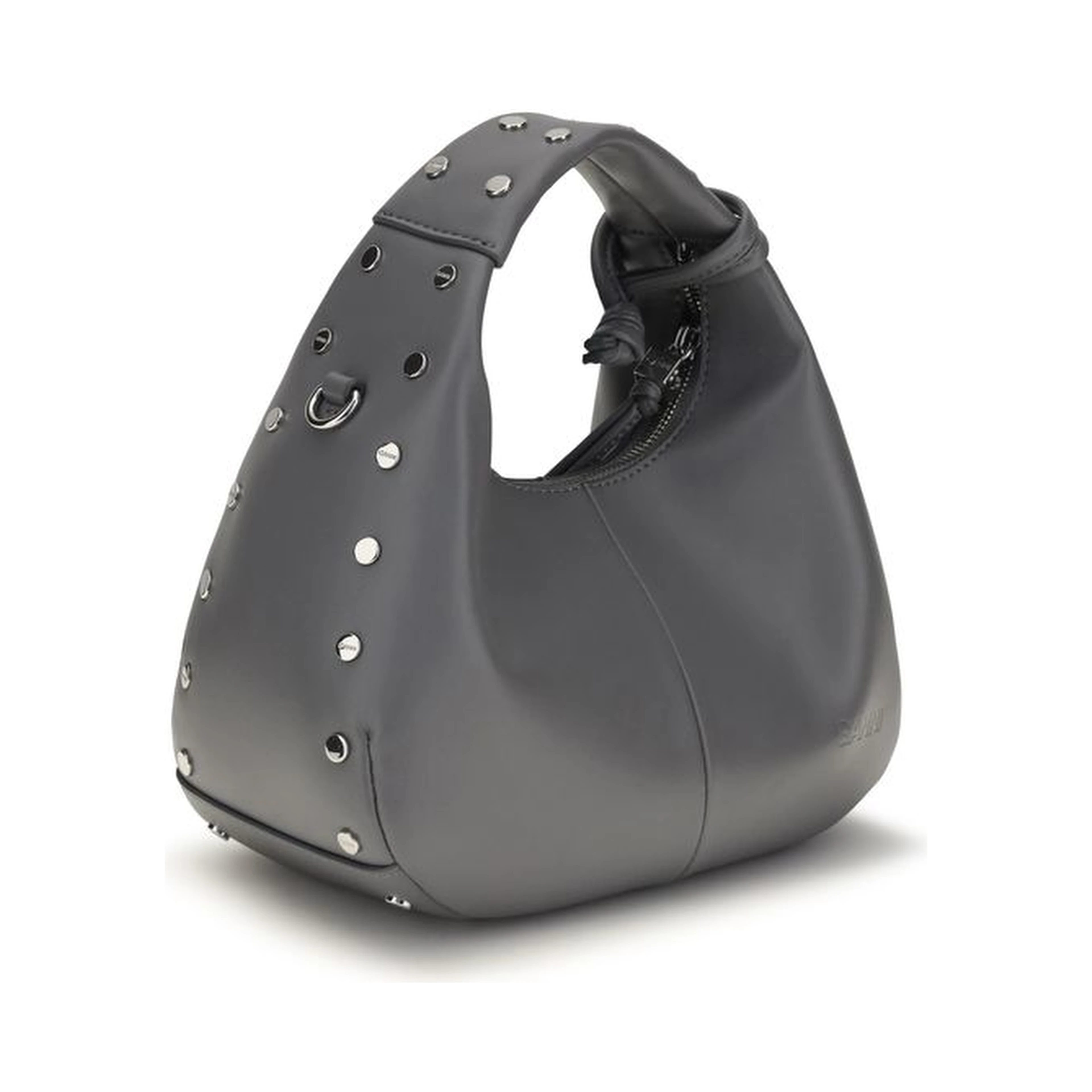 Gray Leather Shoulder Bag