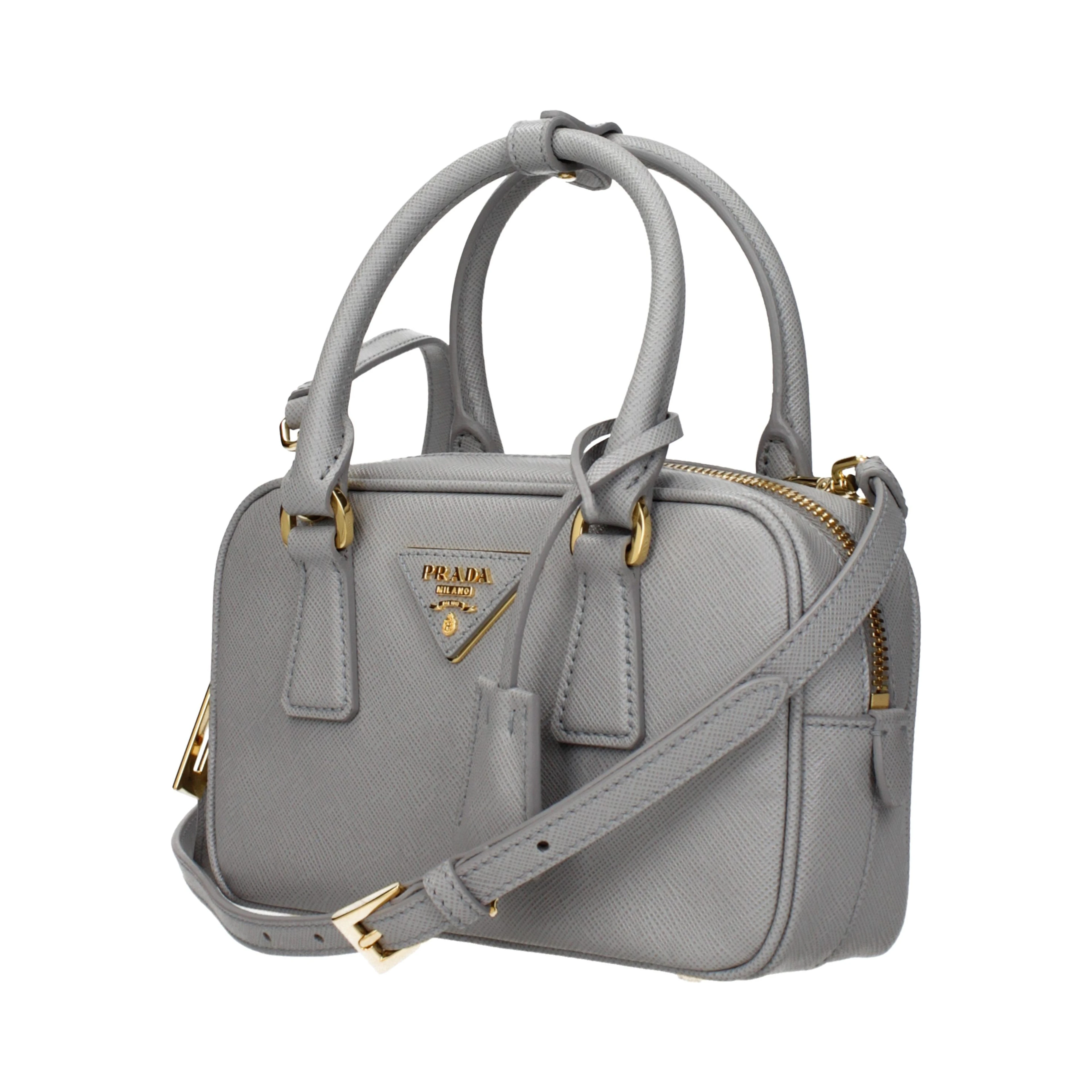 Gray Leather Handbag