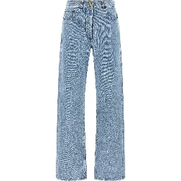 Blue Cotton Straight-Leg Jeans