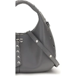 Gray Leather Shoulder Bag