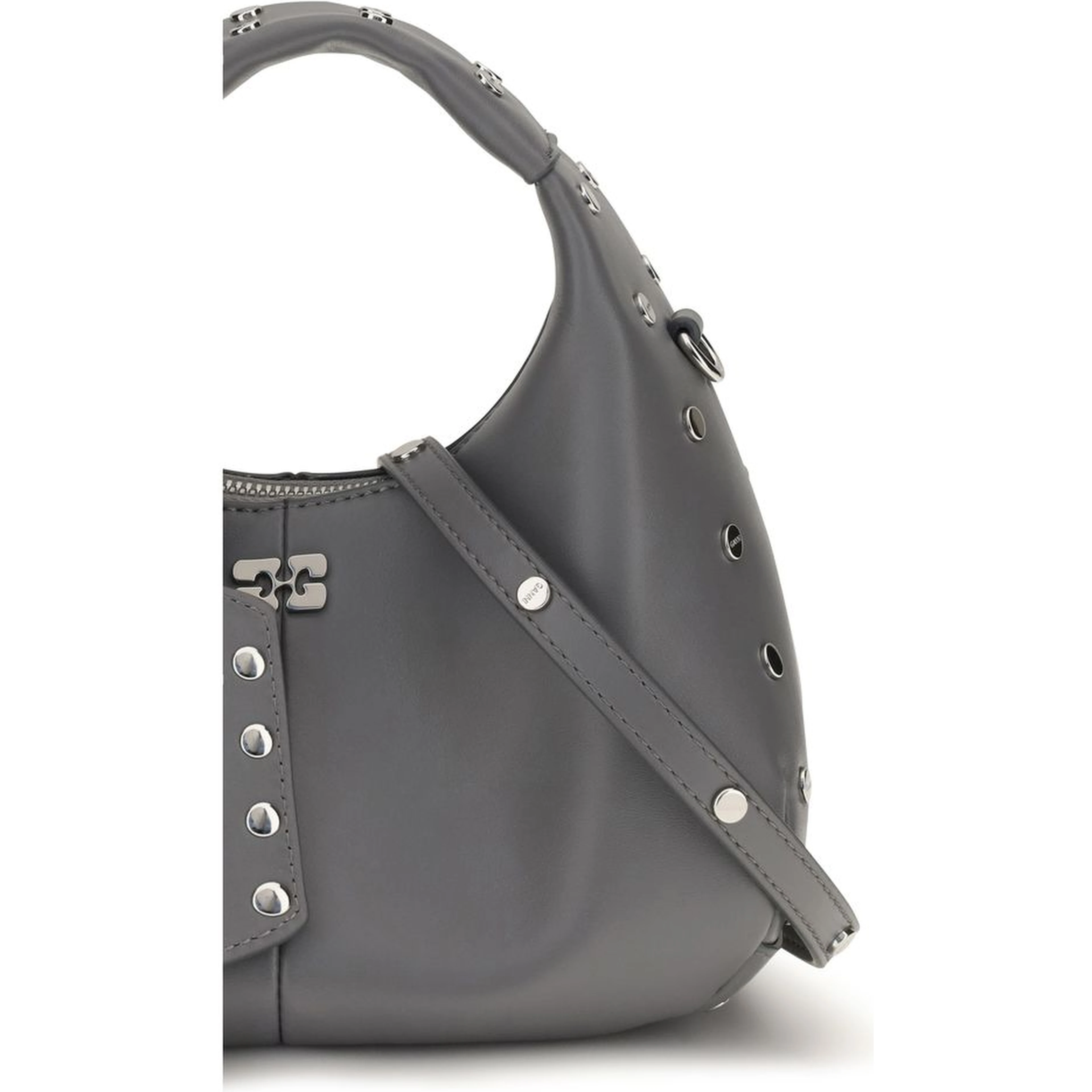 Gray Leather Shoulder Bag