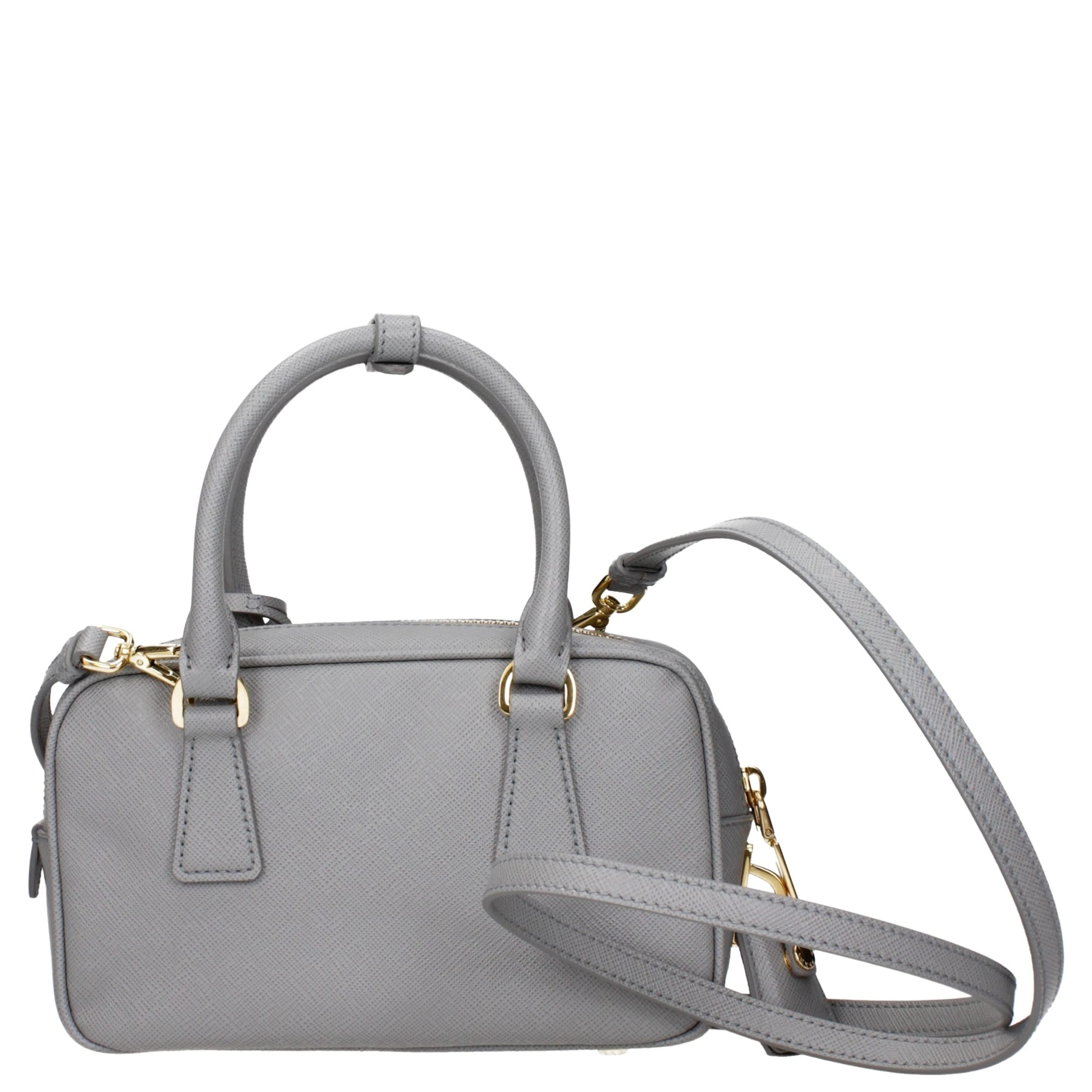 Gray Leather Handbag