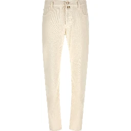 White Cotton Tapered Jeans
