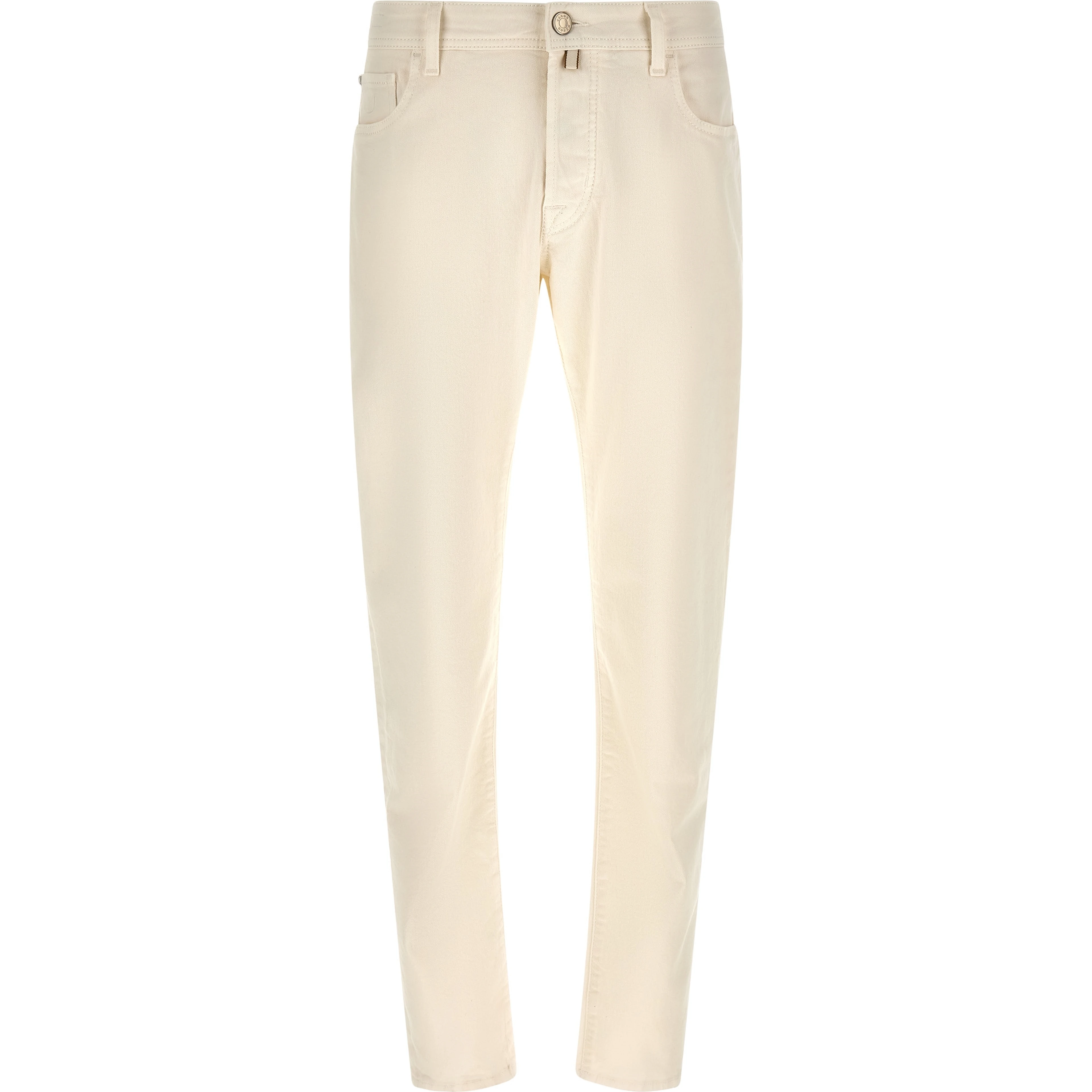 White Cotton Tapered Jeans
