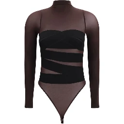 Brown Polyamide Bodysuit