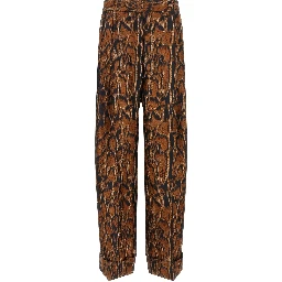 Brown Silk Casual Pants