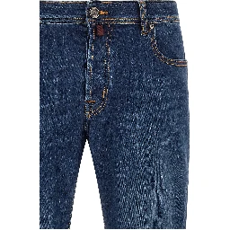 Blue Cotton Straight-Leg Jeans