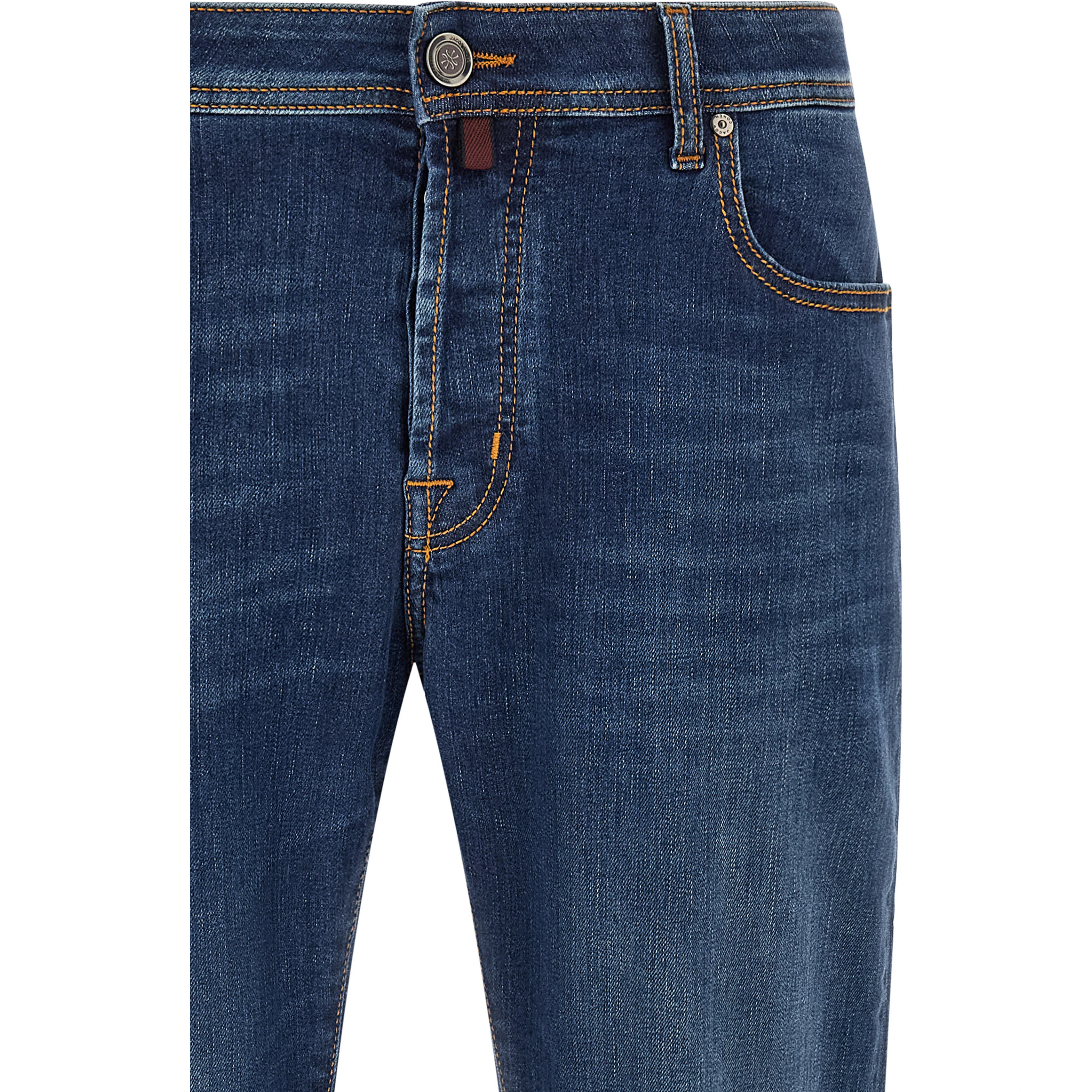 Blue Cotton Straight-Leg Jeans