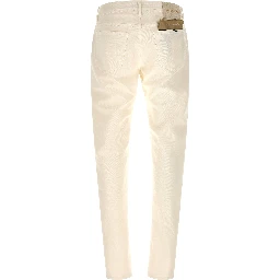 White Cotton Tapered Jeans