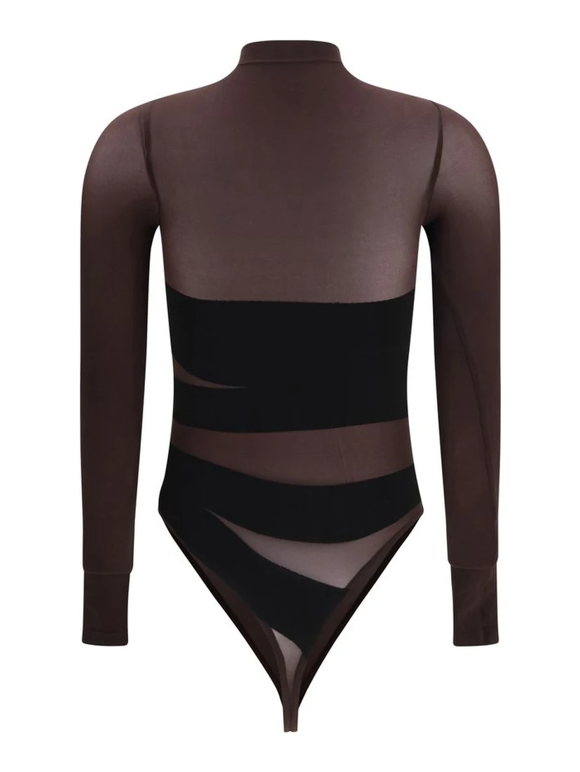Brown Polyamide Bodysuit