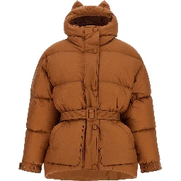 Brown Nylon Full-Length Jacket