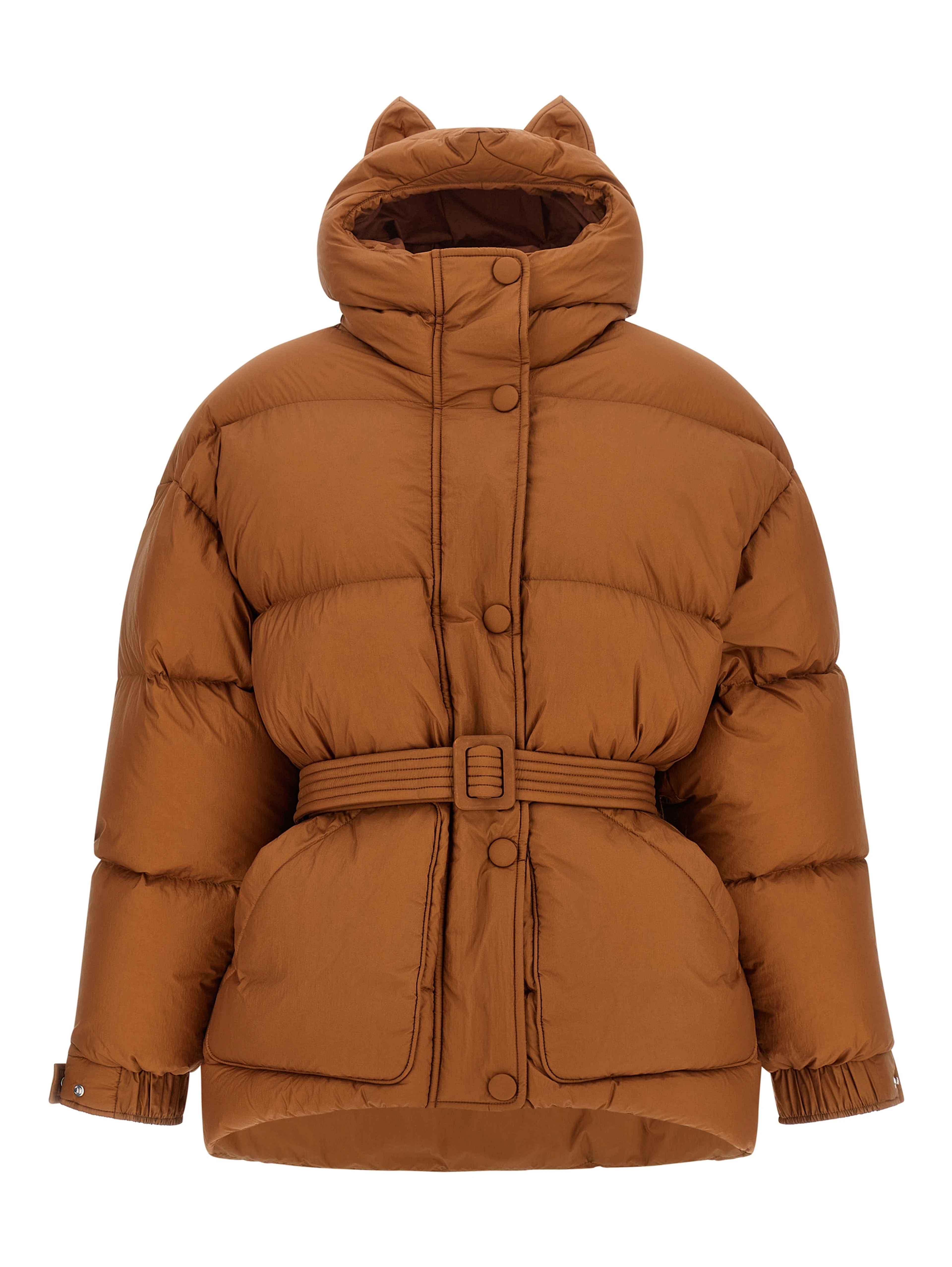 Brown Nylon Full-Length Jacket