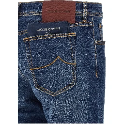 Blue Cotton Straight-Leg Jeans