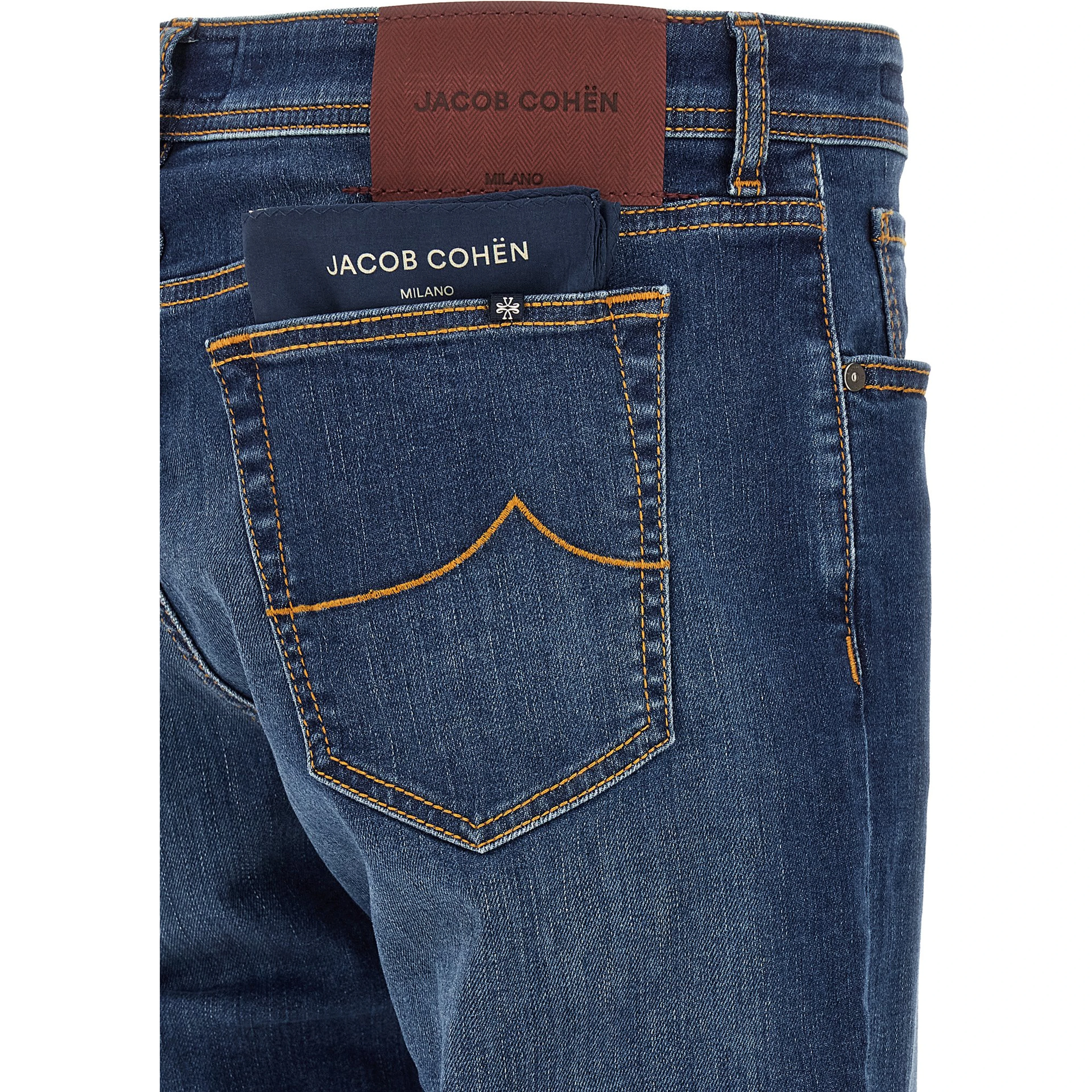 Blue Cotton Straight-Leg Jeans