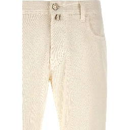 White Cotton Tapered Jeans