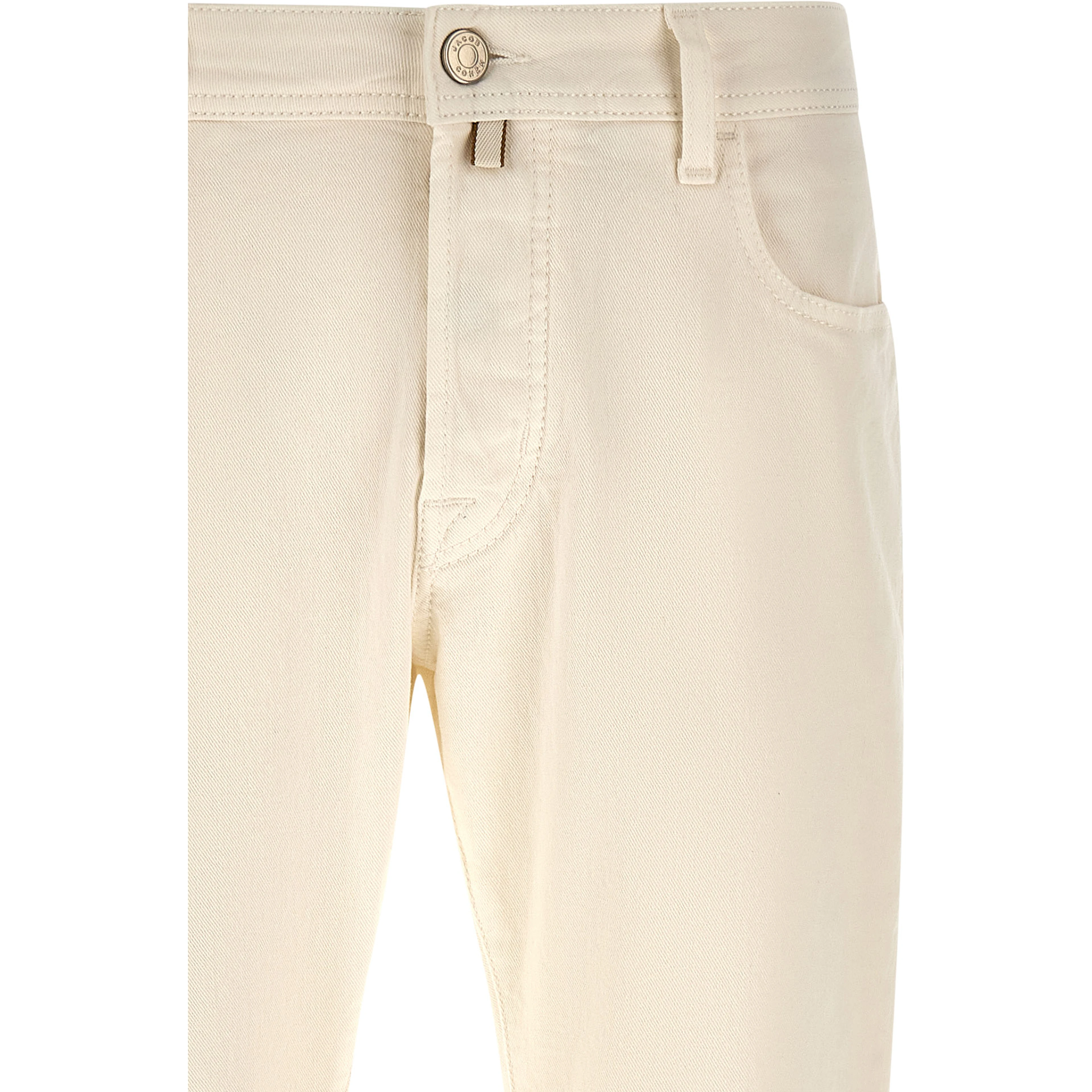 White Cotton Tapered Jeans