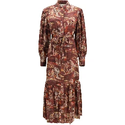 Brown Silk Casual Dress