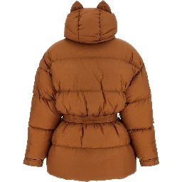 Brown Nylon Full-Length Jacket