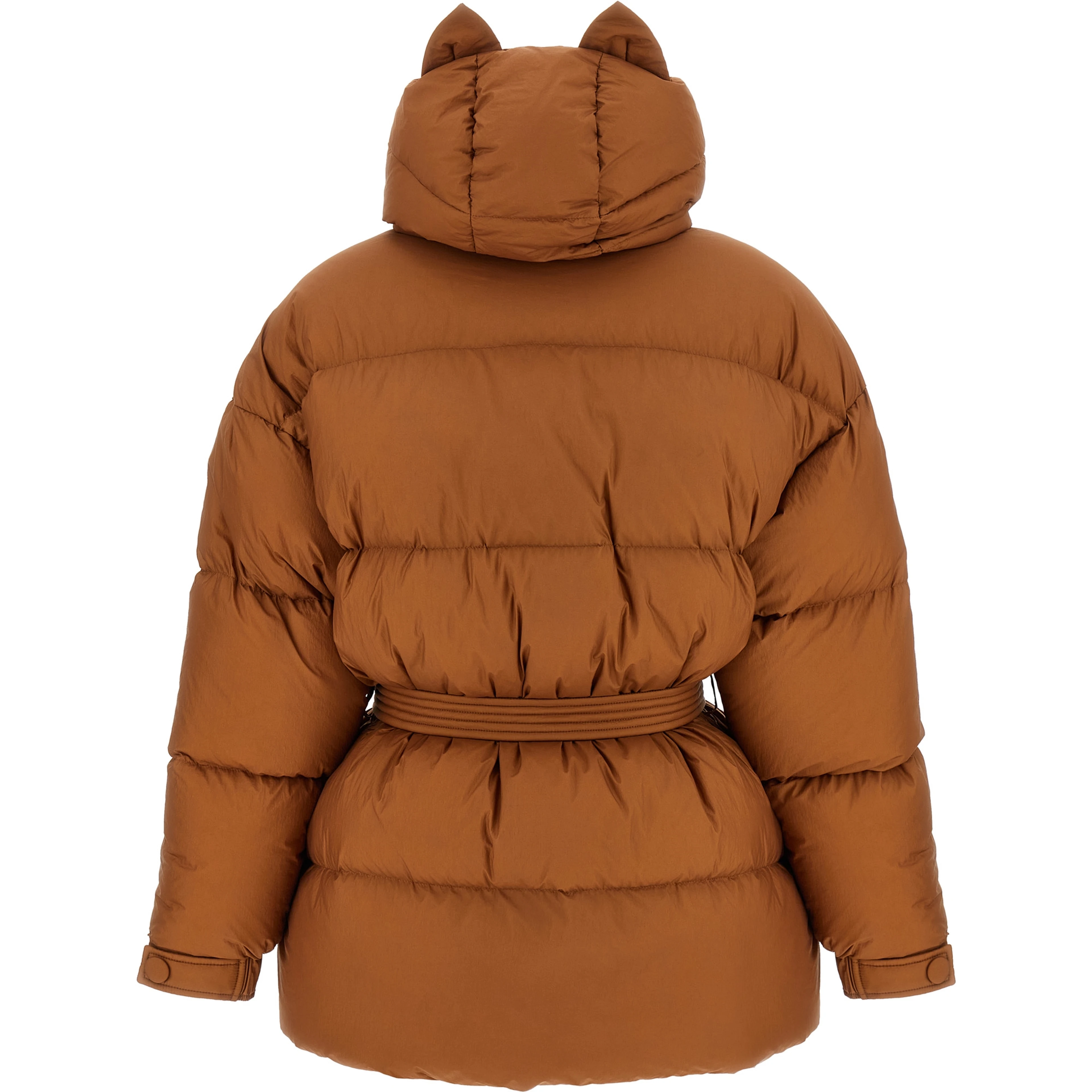 Brown Nylon Full-Length Jacket