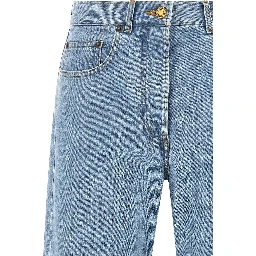Blue Cotton Straight-Leg Jeans