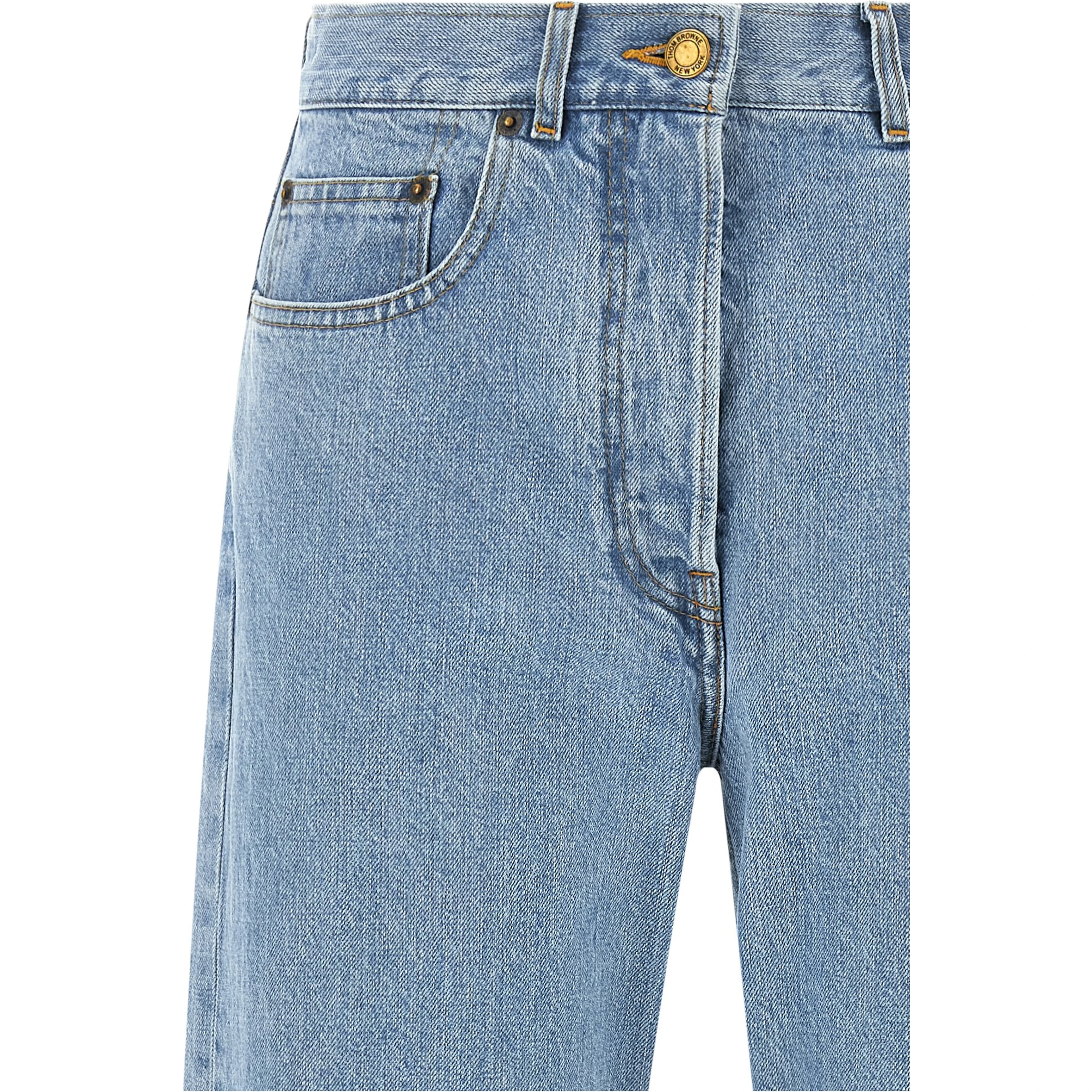 Blue Cotton Straight-Leg Jeans