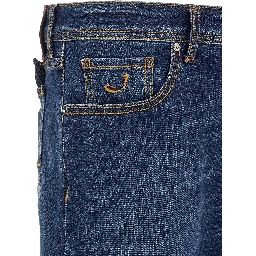 Blue Cotton Straight-Leg Jeans