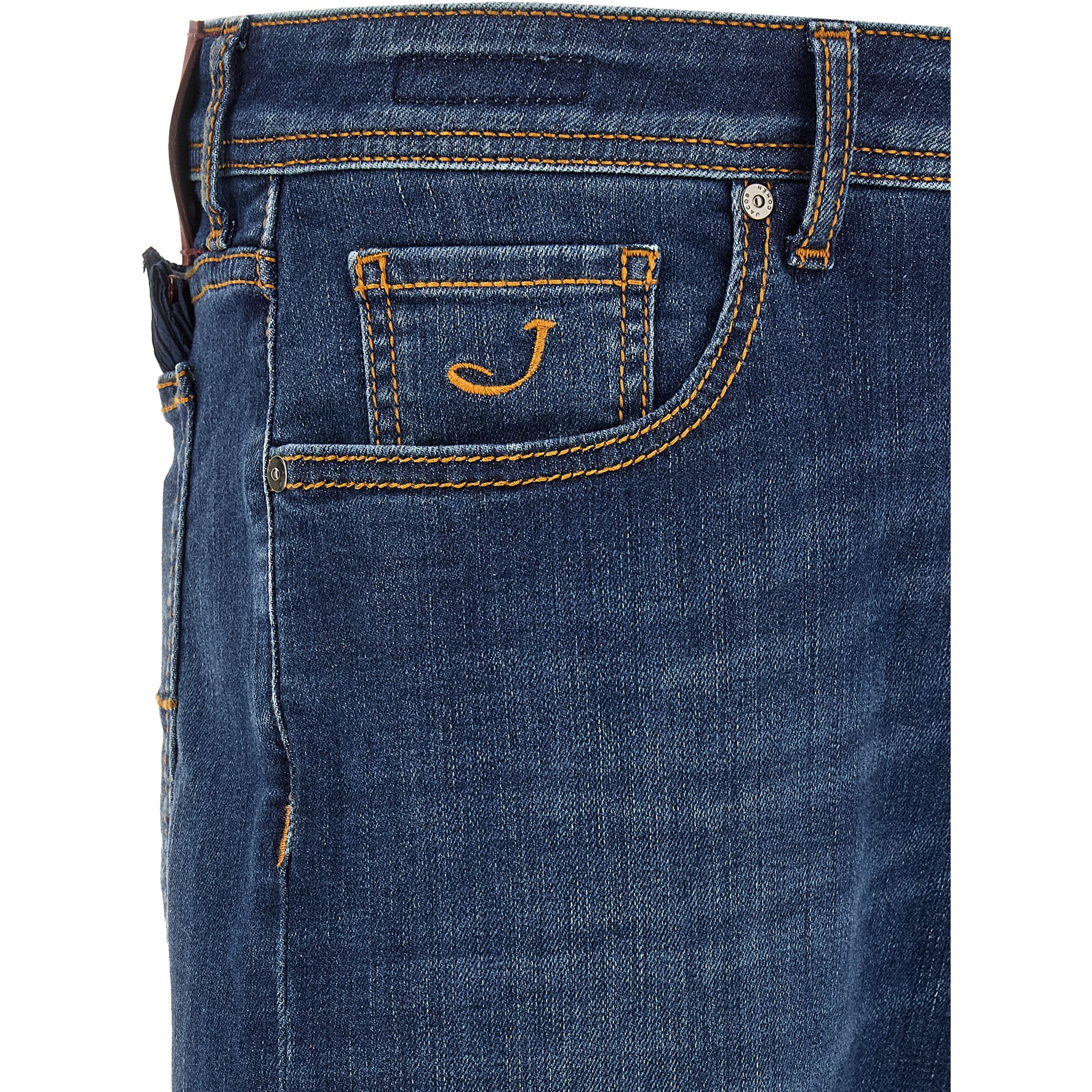 Blue Cotton Straight-Leg Jeans