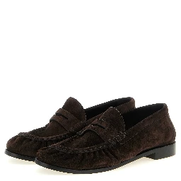 Brown Calfskin Slip-On Loafers