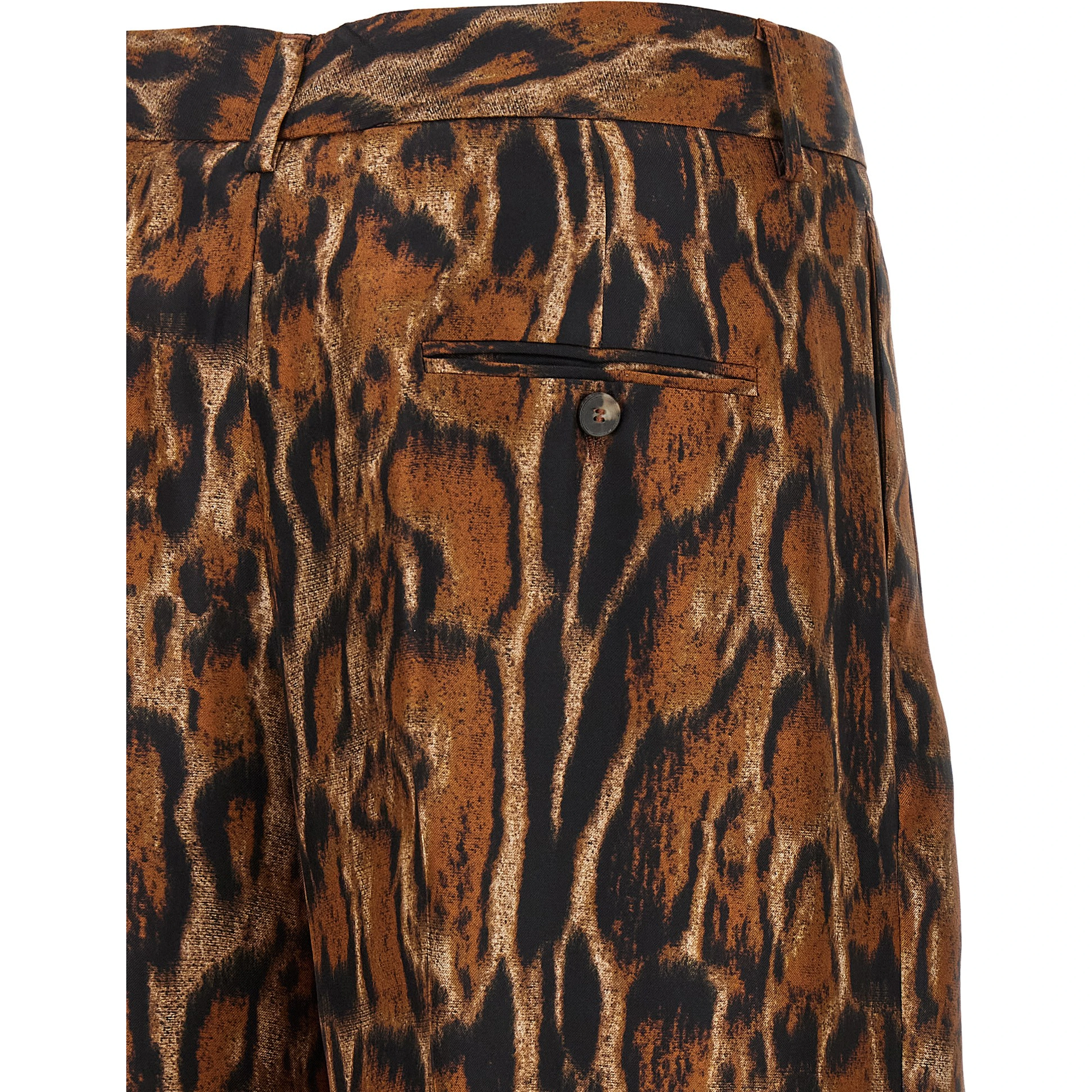 Brown Silk Casual Pants